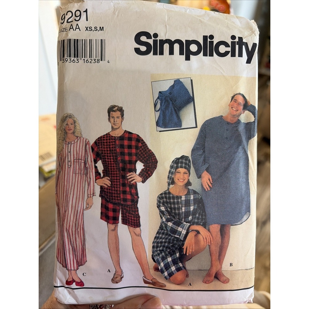 Vintage 1994 Simplicity 9291 Pajama Sewing Pattern Nightshirt XS-M Cut Complete